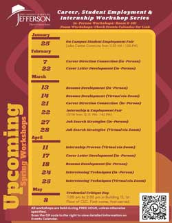 Career, Student Employment and Internship Workshop Series flyer