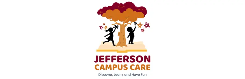 Jefferson Campus Childcare logo. Tagline reads Discover, Learn and Have Fun
