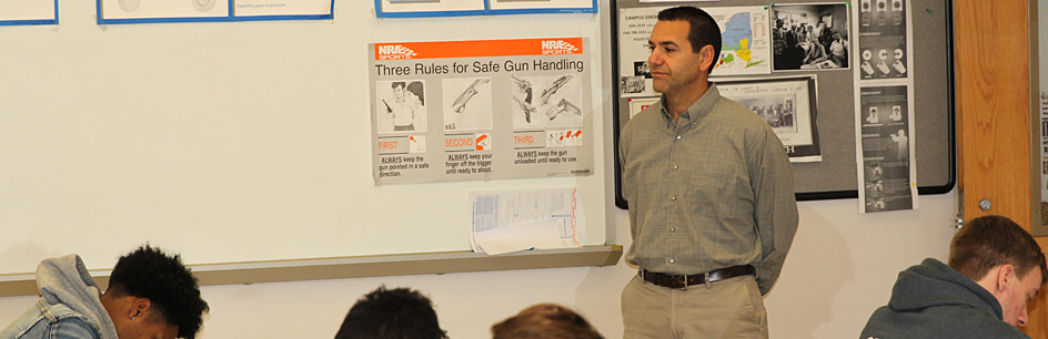 professor of criminal justice speaks to class