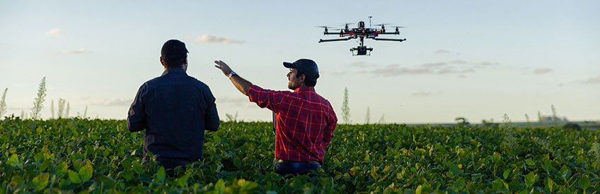 Drone operator training in field 
