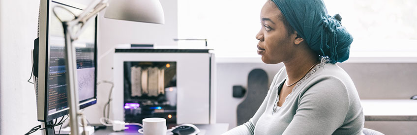 Confident female programmer