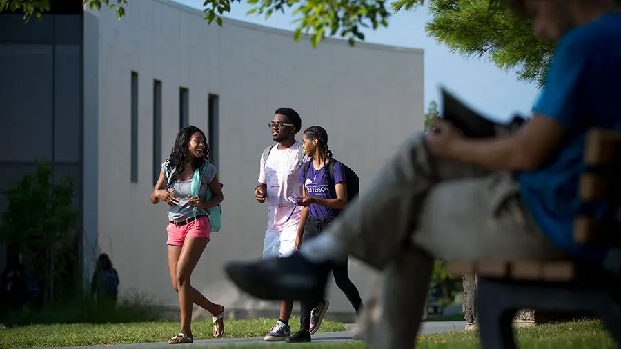 Students walking on campus