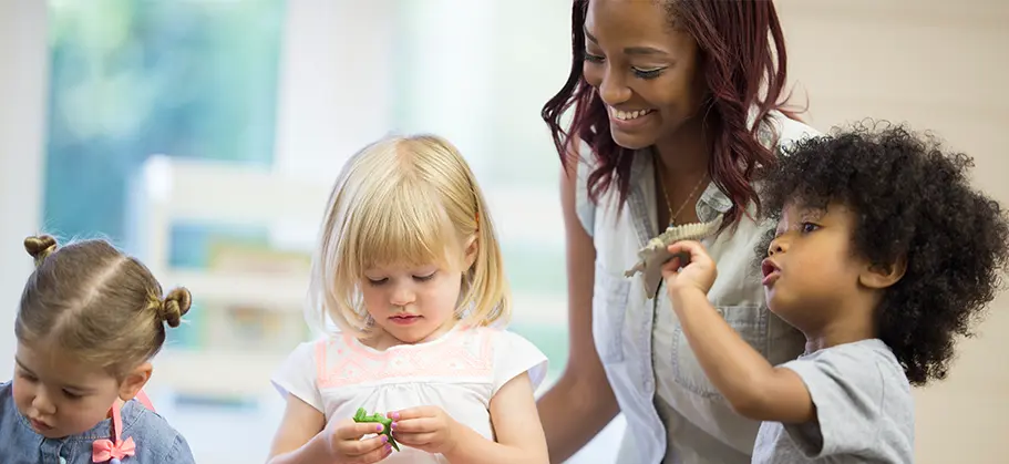 Teacher with children