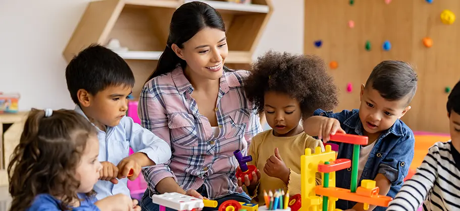 Teacher with children