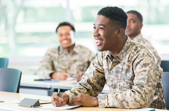Military students in classroom