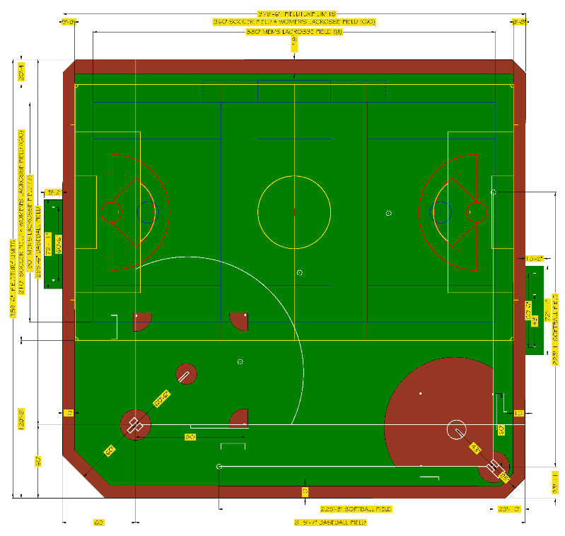 Rendering of the turf field