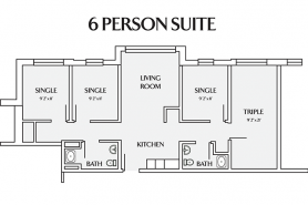 layout for 6 person suite with one triple room