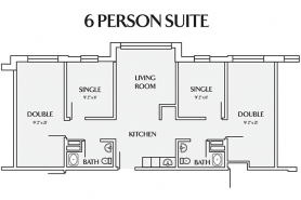 drawing of 6 person suite in East Hall
